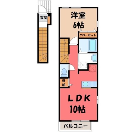 鹿沼駅 徒歩17分 2階の物件間取画像